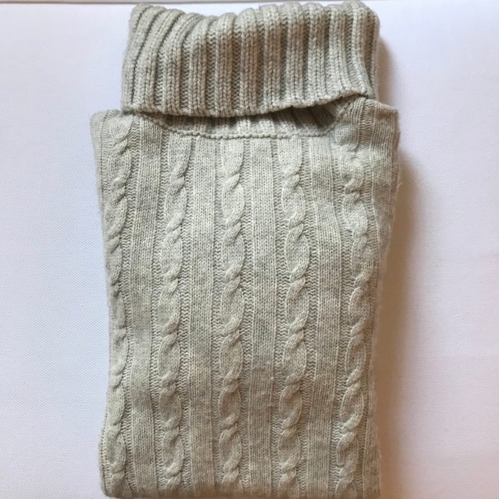JCrew Grey Cashmere Blend Cableknit Turtleneck